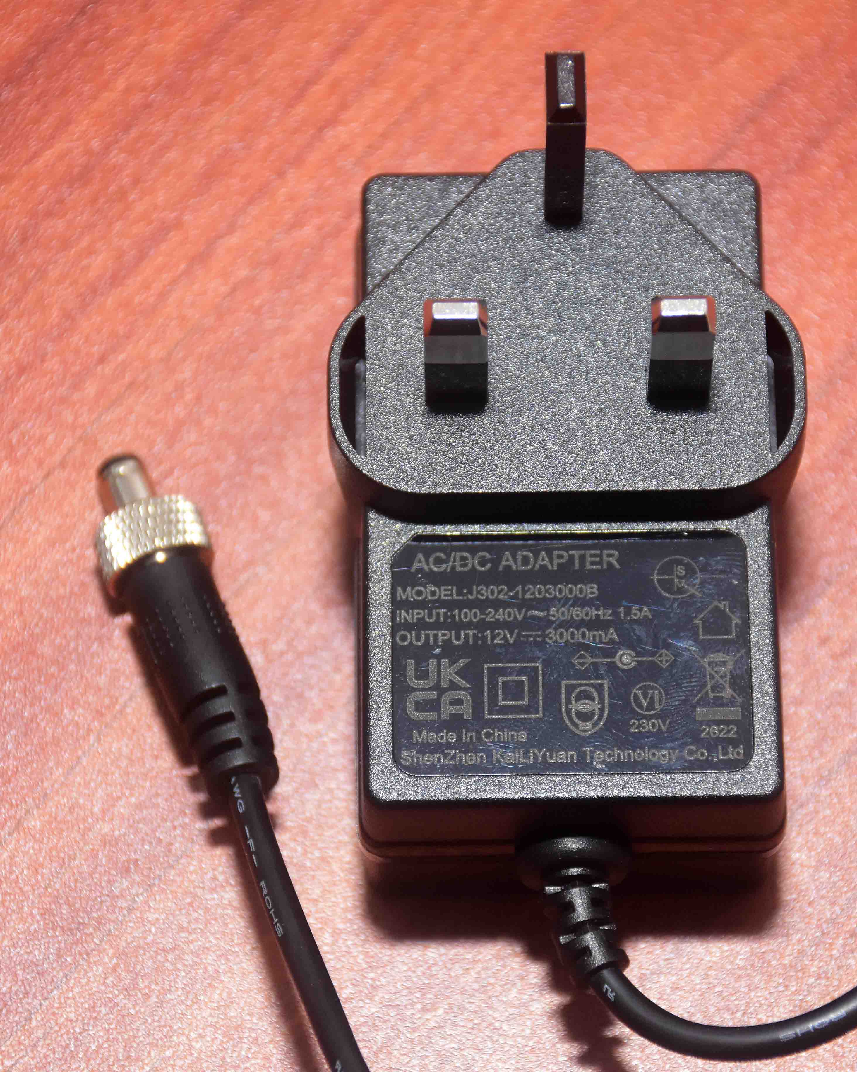 12V DC 3A Locking Type Power Adapter (UK 13A Plug Type)